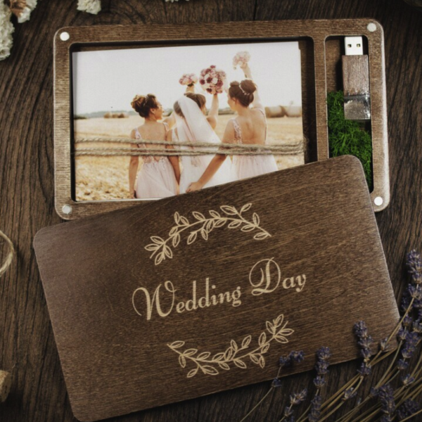 Boîte photo pour photos de mariage 4x6" et clé USB 3.0 en verre faite à la main pour cadeau photo