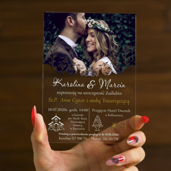 Faire part transparent avec photo et texte