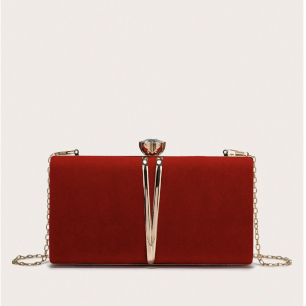 Sac de soirée en bordeaux à bandoulière chaine