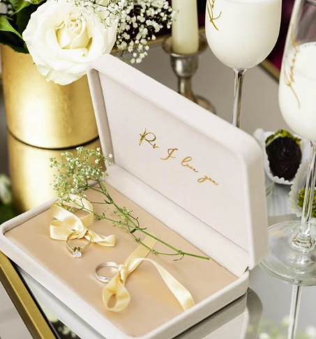 Boite bijoux de mariage simple personnalisé