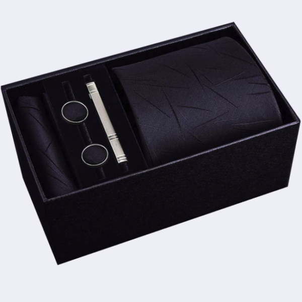 Coffret 5 pièces À Nœud Set ,  Avec Pince À Cravate , Boutons De Manchette Et Pochette De Costume
