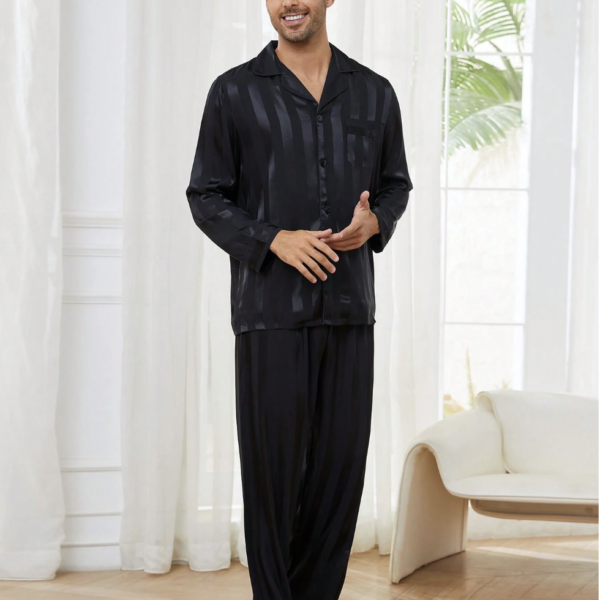 Ensemble de Pyjama en Satin à Rayures en Jacquard